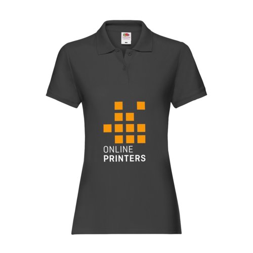Polo negro de algodn para mujer con tapeta de botones corta.
