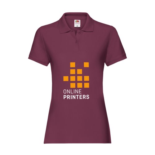 Polo de mujer color burdeos de algodn con tapeta de botones corta.