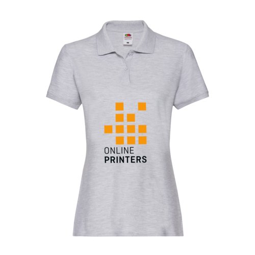 Polo de algodn gris jaspeado de mujer con tapeta de botones corta.