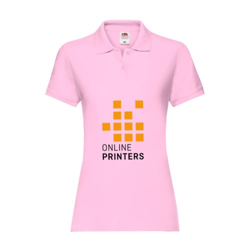 Polo de algodn rosa claro para mujer con tapeta de botones corta.