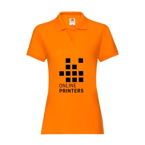 Polo de algodn naranja para mujer con tapeta de botones corta.