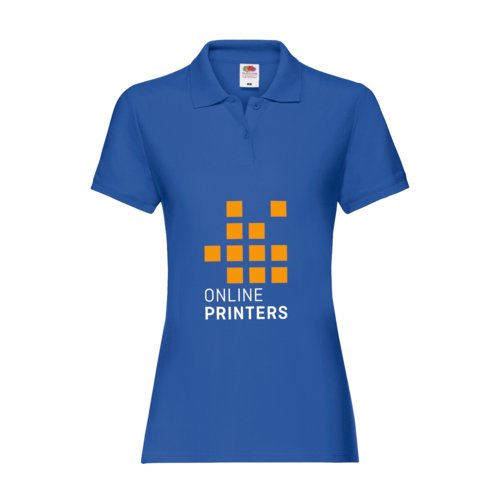 Polo de mujer azul real de algodn con tapeta de botones corta.