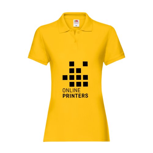 Polo amarillo de algodn para mujer con tapeta de botones corta.