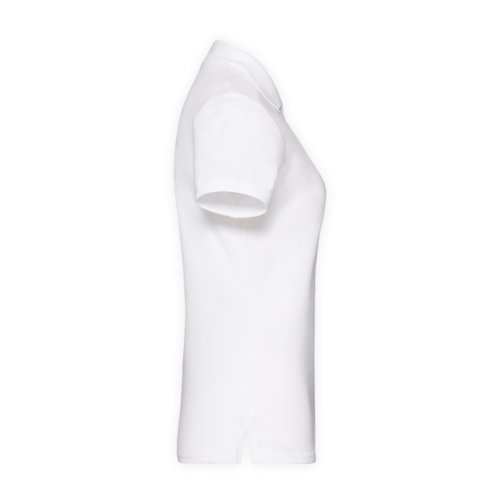 Polo blanco de algodn para mujer con tapeta de botones corta.