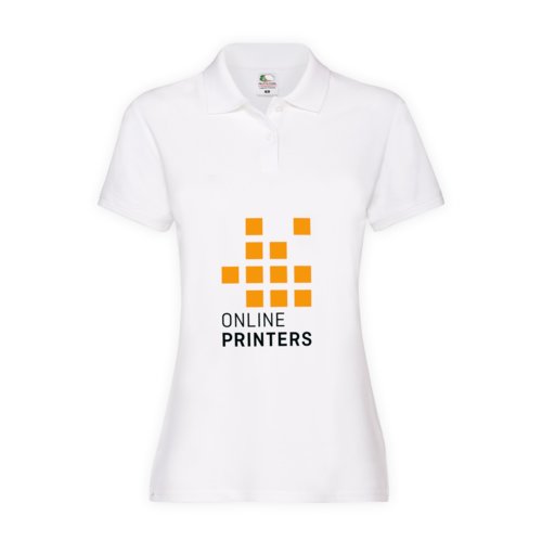 Polo blanco de algodn para mujer con mangas cortas y cuello.