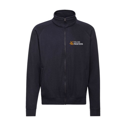 Chaqueta de chndal negro-azul de mezcla de algodn con cremallera completa.