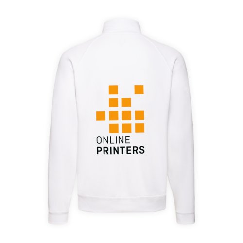 Chaqueta de chndal blanca de mezcla de algodn para hombre con cremallera completa.