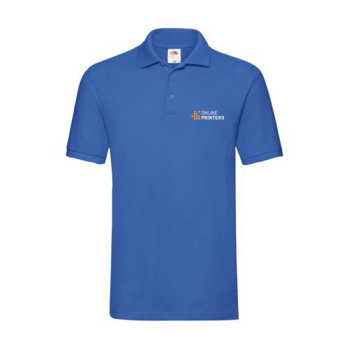 Polo de algodn azul real para hombre con tapeta de botones corta.