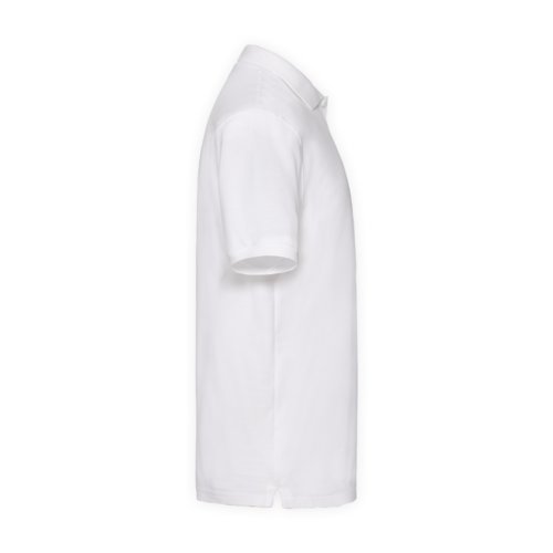 Polo blanco de algodn para hombre con tapeta de botones corta.