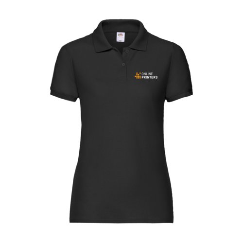Polo negro de mujer en mezcla de polister y algodn con mangas cortas.