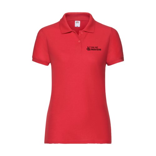 Polo rojo de mujer en mezcla de polister y algodn con manga corta.