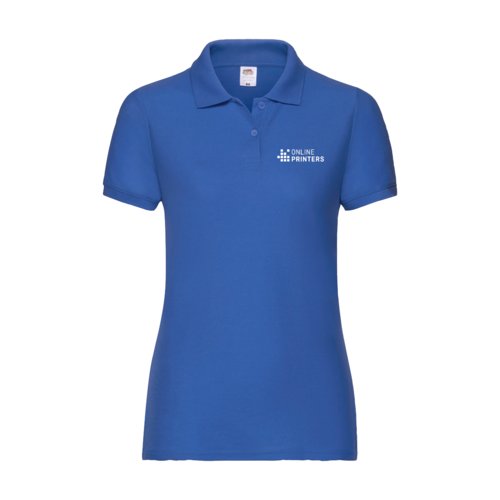 Polo de mujer azul real en mezcla de algodn de manga corta.