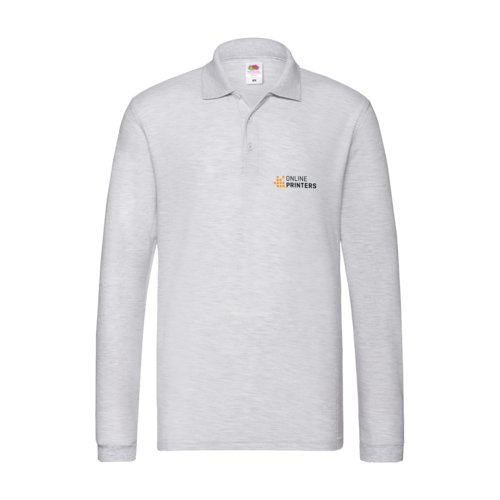 Polo de algodn gris ceniza con mangas largas y tapeta de botones.