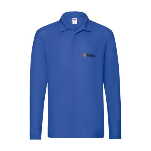 Polo de manga larga azul real de algodn con tapeta de botones.
