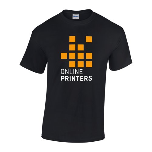 Camiseta negra de algodn para hombre con mangas cortas.