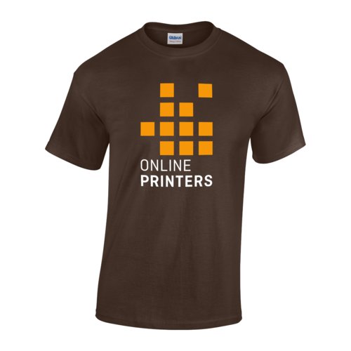 Camiseta de algodn marrn oscuro para hombre con mangas cortas.