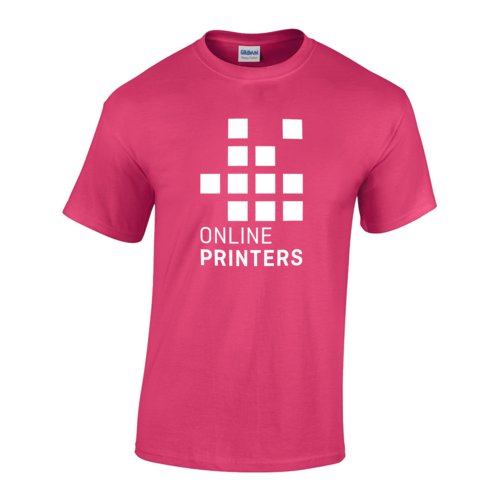 Camiseta rosa de algodn para hombre con mangas cortas.