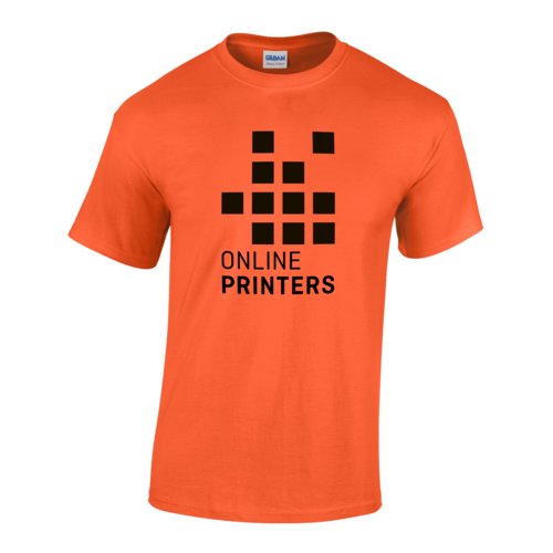Camiseta naranja de algodn para hombre con mangas cortas.