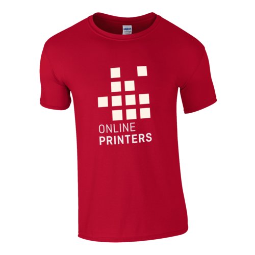 Camiseta de algodn rojo cereza para hombre con mangas cortas.