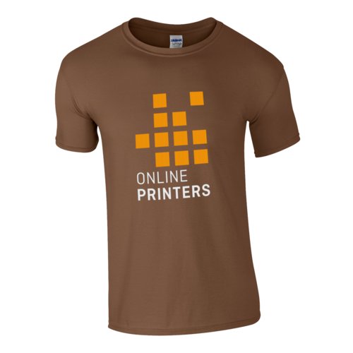 Camiseta marrn de algodn para hombre con mangas cortas.