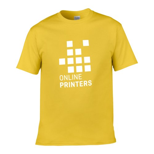 Camiseta amarilla de algodn para hombre con mangas cortas.