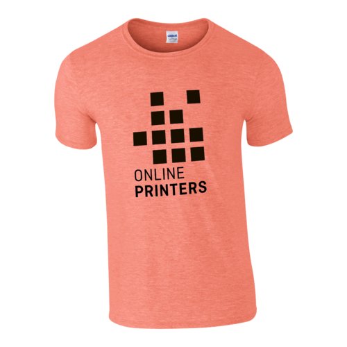 Camiseta naranja de algodn para hombre con manga corta.