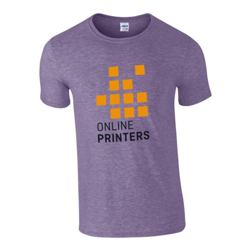 Camiseta de algodn jaspeado violeta para hombre con mangas cortas.