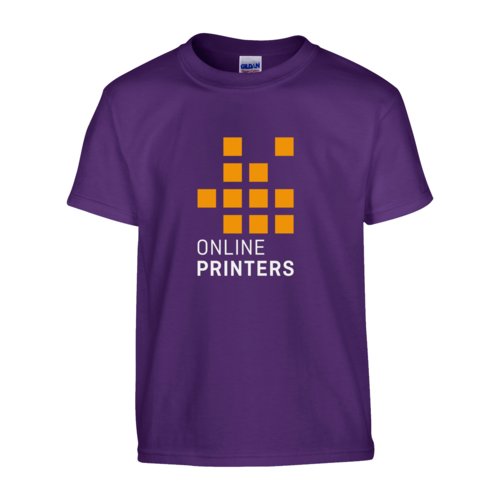 Camiseta violeta de algodn, corte unisex, con mangas cortas.