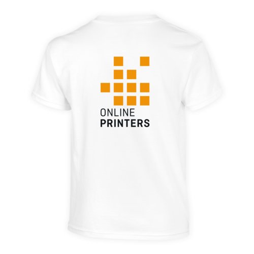 Camiseta blanca de algodn, unisex, con mangas cortas.