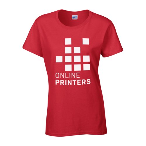 Camiseta roja de algodn para mujer con mangas cortas.