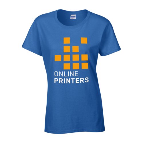 Camiseta de algodn azul real para mujer con manga corta.