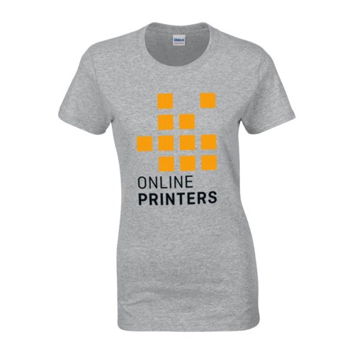 Camiseta gris de algodn para mujer con manga corta.
