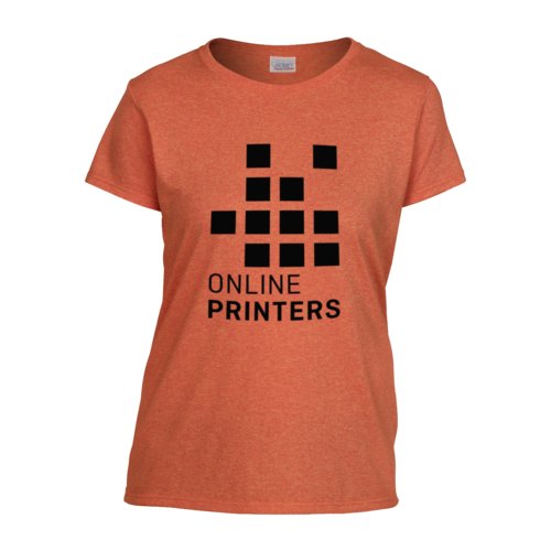 Camiseta naranja de algodn para mujer, corte recto.