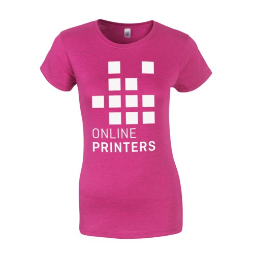 Camiseta de algodn fucsia para mujer con mangas cortas.