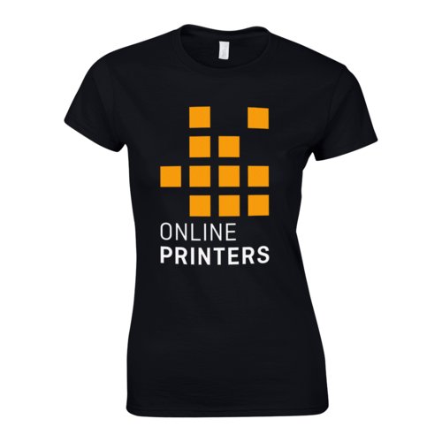 Camiseta negra de mujer hecha de punto de algodn con mangas cortas.