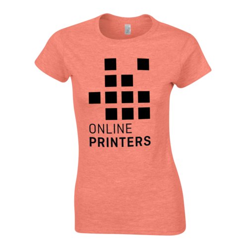 Camiseta de algodn naranja jaspeado para mujer con manga corta.