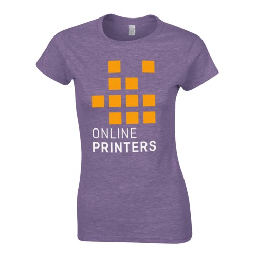 Camiseta de mujer jaspeada violeta en tejido de algodn, manga corta.