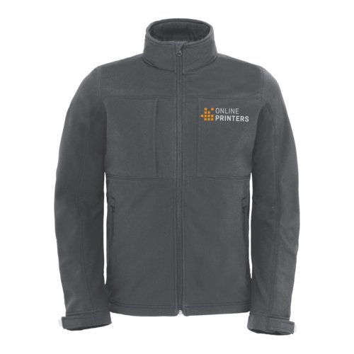 Chaqueta softshell gris oscuro de polister y elastano con cremallera.