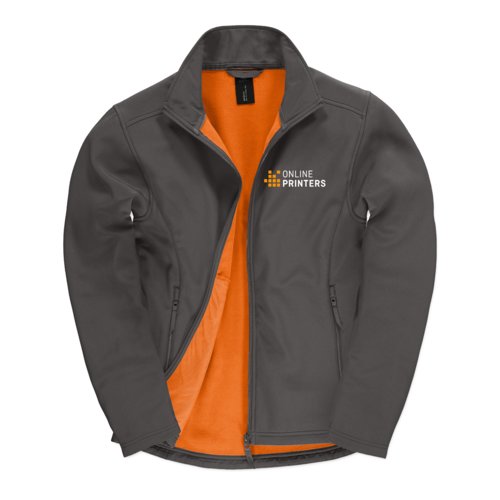 Chaqueta softshell gris oscuro de polister y elastano con bolsillos con cremallera.