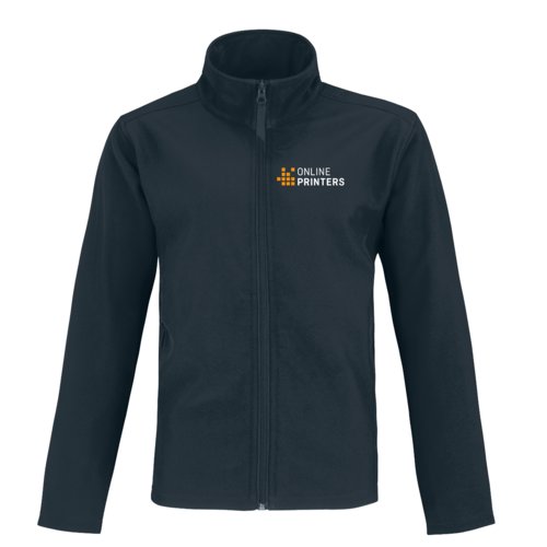 Chaqueta softshell azul marino de mezcla de polister-elastano con cremallera.