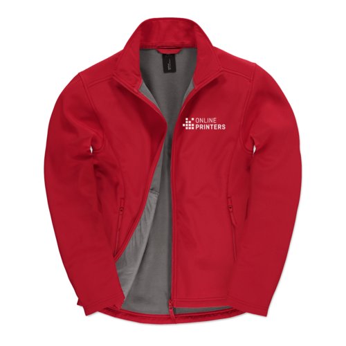 Chaqueta softshell roja de polister y elastano para hombre con cremallera.