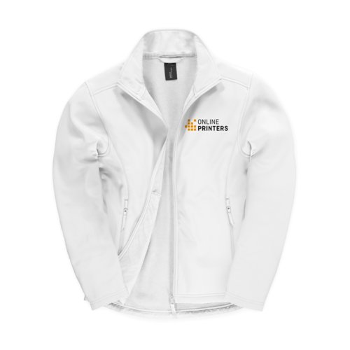Chaqueta softshell blanca de polister y elastano con cremallera.