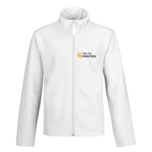 Chaqueta softshell blanca de polister y elastano con cremallera completa.