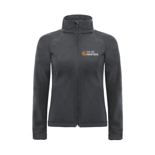 Chaqueta softshell gris oscuro de mezcla de polister y elastano para mujer.