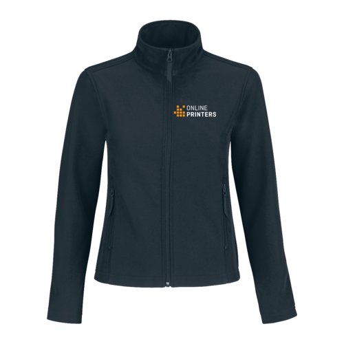 Chaqueta softshell azul marino de mezcla de polister y elastano con cremallera y bolsillos.
