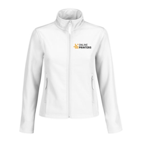Chaqueta softshell blanca de polister y elastano para mujer con bolsillos con cremallera.