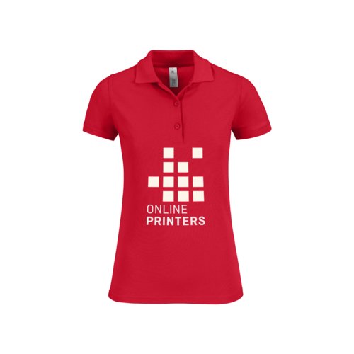 Polo rojo de algodn para mujer con tapeta de botones corta.