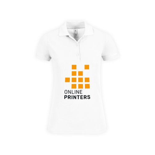 Polo de algodn blanco para mujer con mangas cortas.