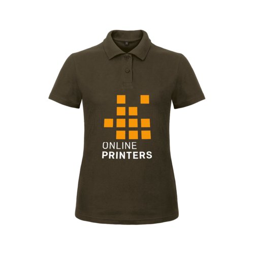 Polo marrn de algodn para mujer con tapeta de botones corta.