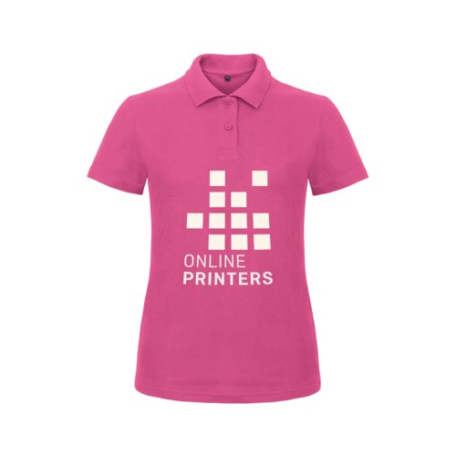 Polo de mujer fucsia de algodn con tapeta de botones corta.
